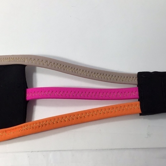 Victoria’s Secret Blk Strapless Colorblock Neon Pink Orange Bikini Top Size 32 C - Picture 6 of 7